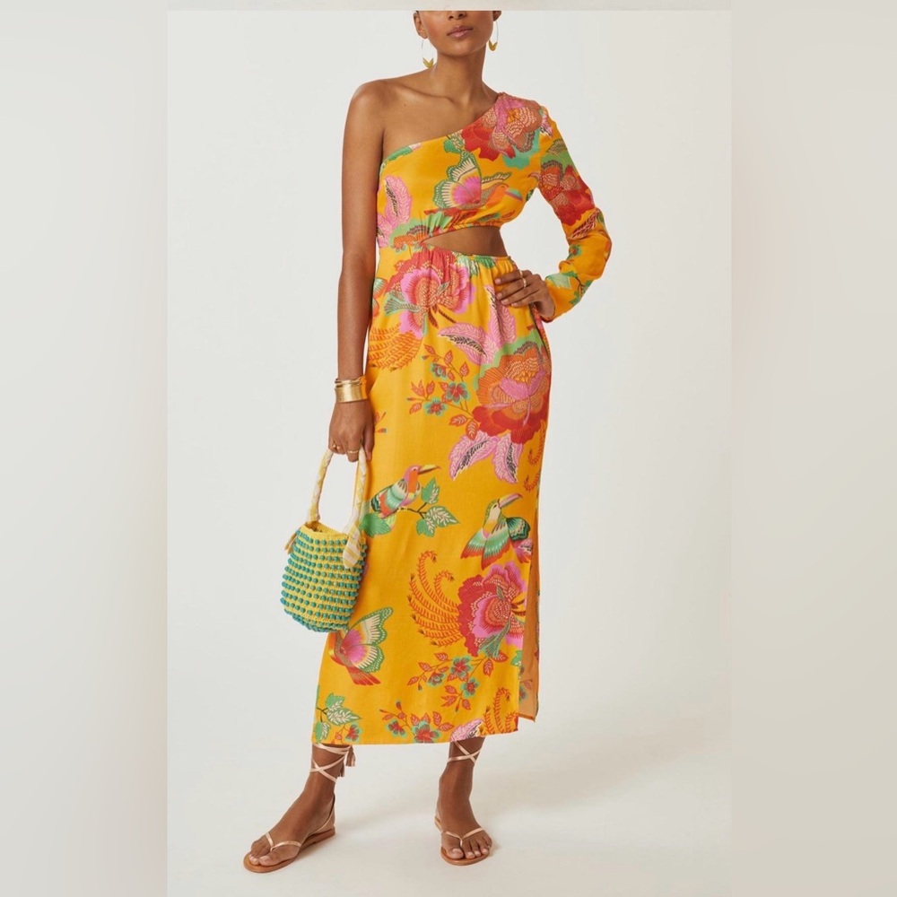 Farm Rio multi colored cutout dress